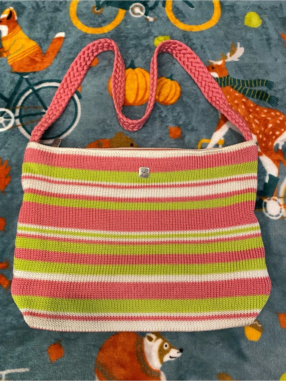 Pink & Green 2000s Striped Lina Shoulder Bag